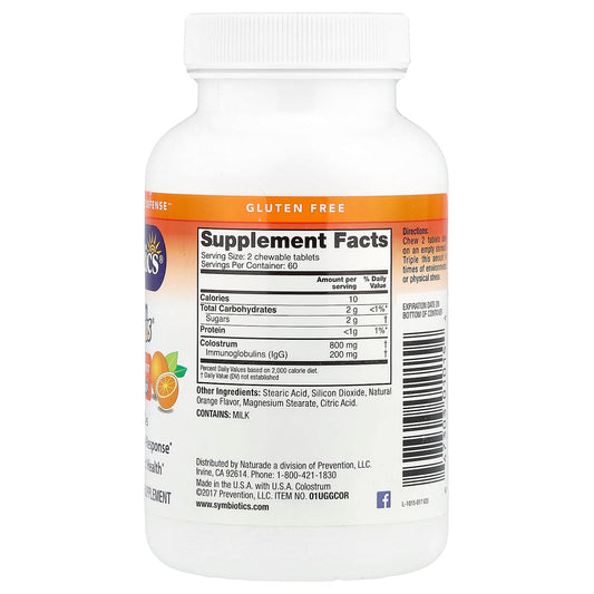Symbiotics, Colostrum Plus® Chewables, Orange Cream, 120 Chewable Tabs