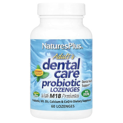 NaturesPlus, Adult's Dental Care Probiotic Lozenges, Peppermint, 60 Lozenges