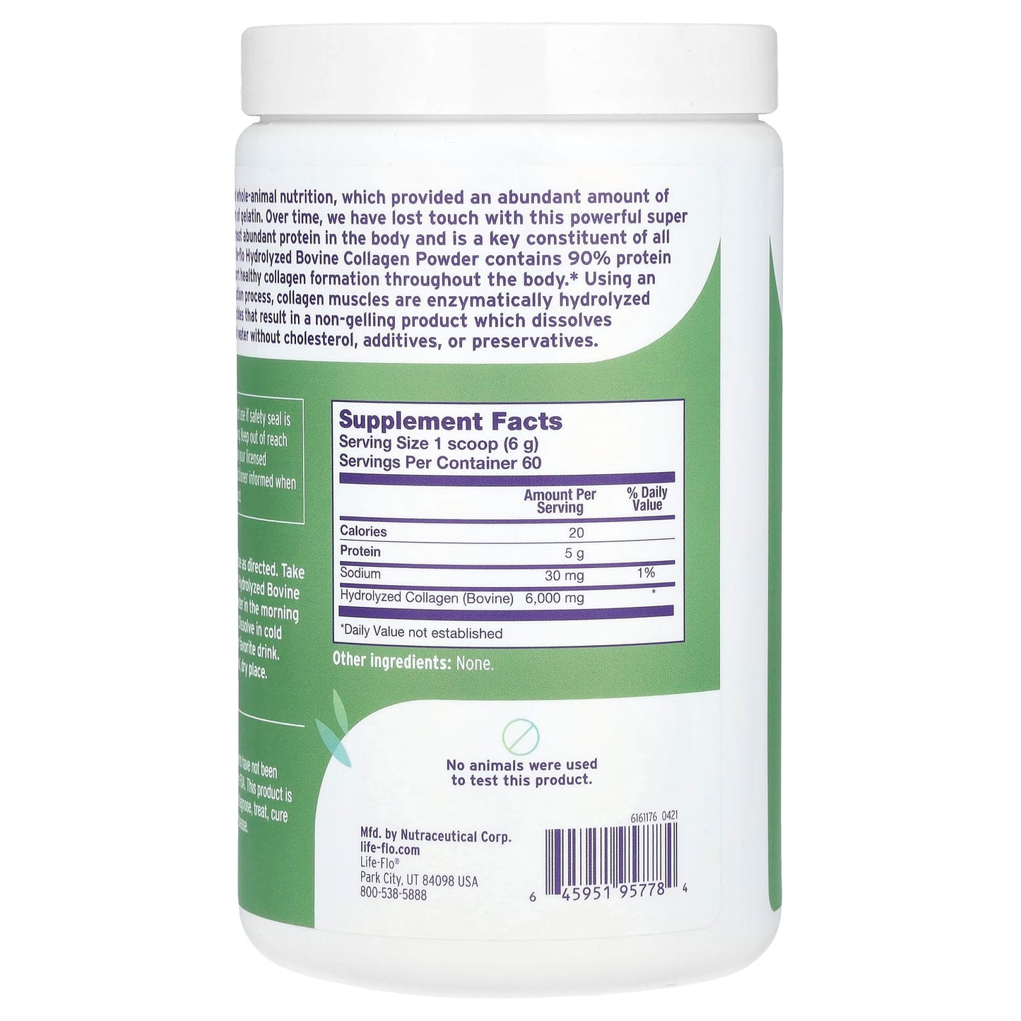 Life-flo, Grass Fed Hydrolysed Bovine Collagen Powder, Unflavoured, 12.7 oz (360 g)