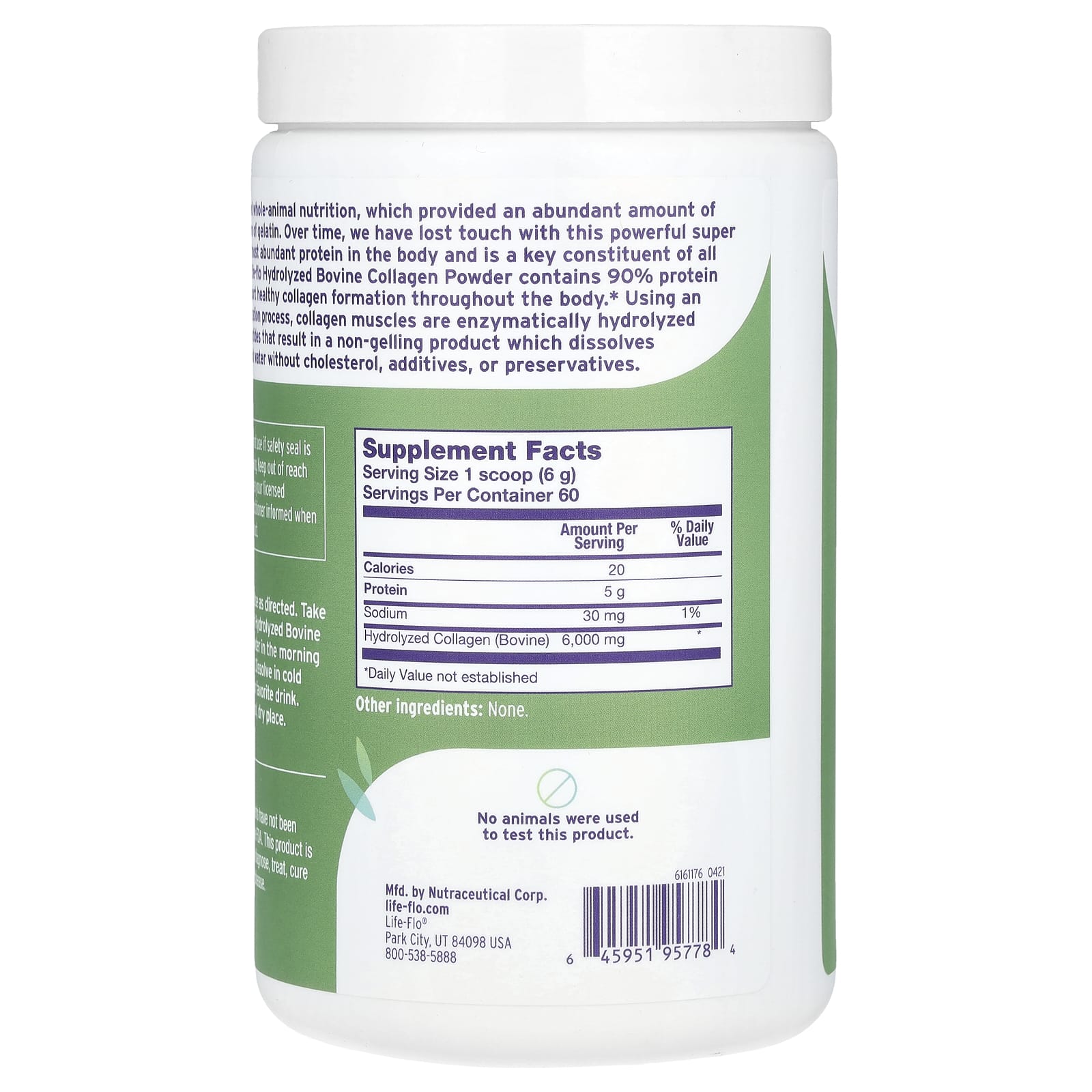Life-flo, Grass Fed Hydrolysed Bovine Collagen Powder, Unflavoured, 12.7 oz (360 g)
