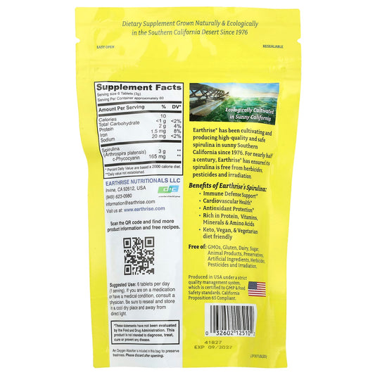 Earthrise 100% California Grown Spirulina 500 mg 360 Tabs