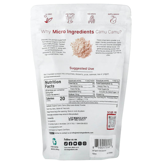 Micro Ingredients, Organic Camu Camu Powder, Freeze-Dried, 340 g (12 oz)