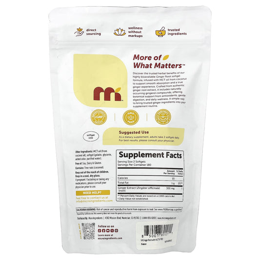 Micro Ingredients, Ginger Root, 360 Capsules (150 mg per Capsule)