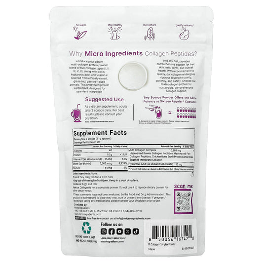 Micro Ingredients, Multi Collagen Peptides, Unflavoured, 8 oz (227 g)