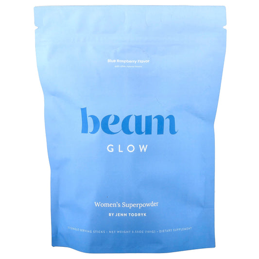 Beam, Glow, Blue Raspberry, 15 Stick Packs, 0.23 oz (6.7 g) Each