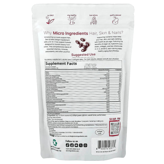 Micro Ingredients, Hair, Skin, Nails, 400 Capsules