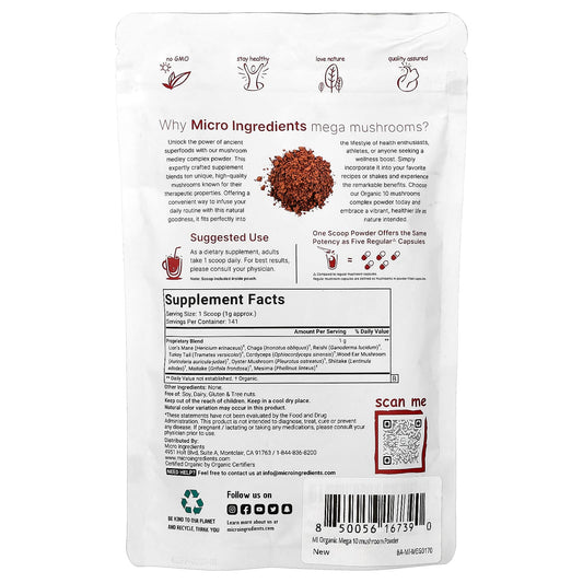 Micro Ingredients, Organic Mega Mushrooms Powder, 141 g (5 oz)