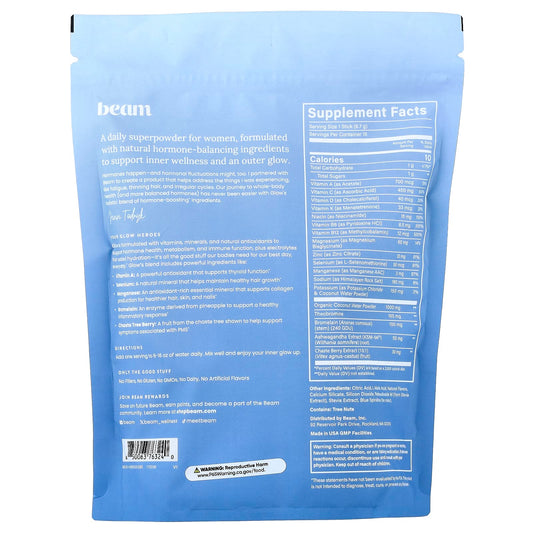 Beam, Glow, Blue Raspberry, 15 Stick Packs, 0.23 oz (6.7 g) Each