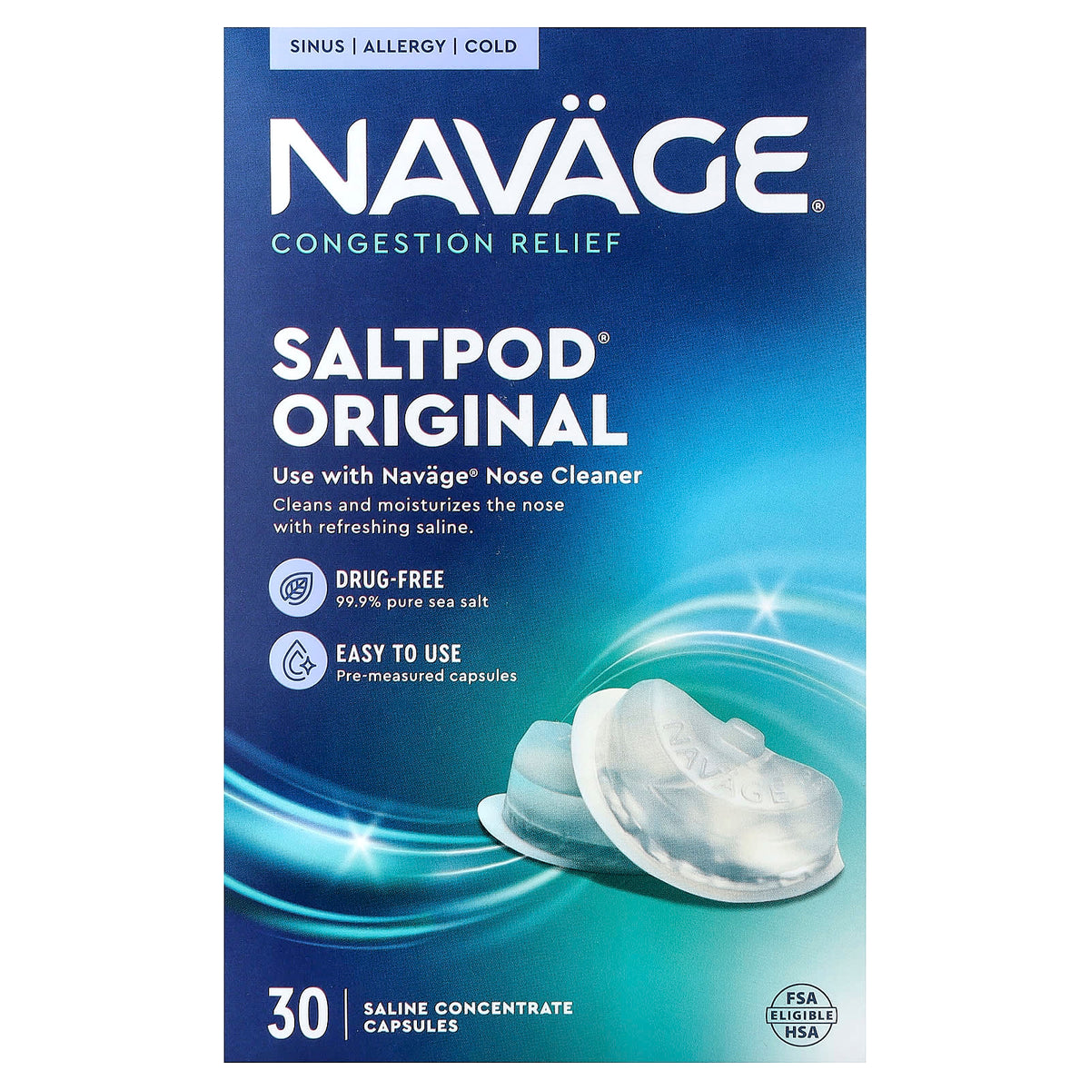 Navage Saltpod Congestion Relief 30 Saline 30 Saline Concentrate Capsules