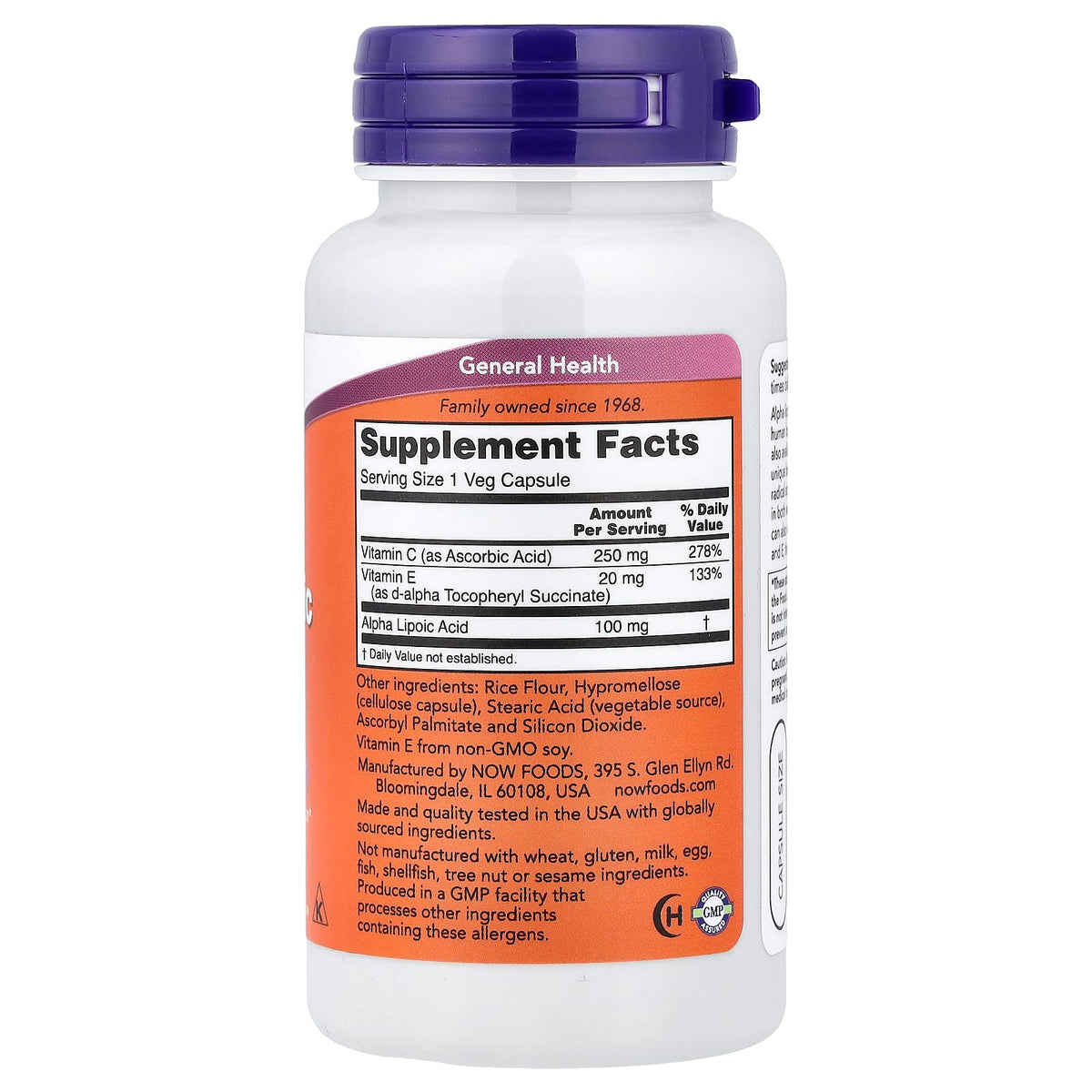 NOW Foods Alpha Lipoic Acid 60 Veg Capsules