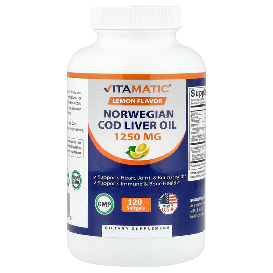 Vitamatic, Norwegian Cod Liver Oil, Lemon, 120 Capsules