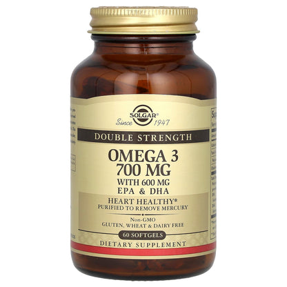 Solgar, Omega-3, EPA & DHA, Double Strength, 700 mg, 60 Softgels