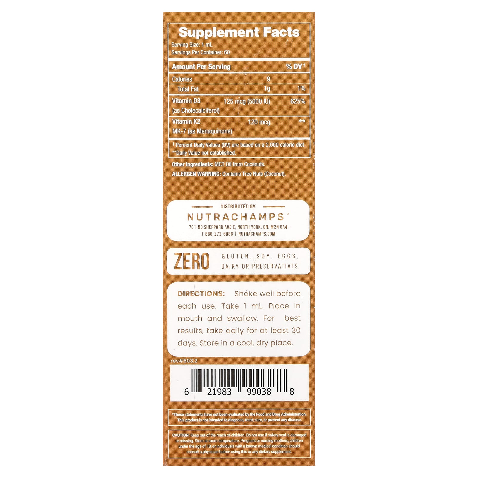 NutraChamps, D3 + K2 Liquid Drops, Unflavoured, 2 fl oz (60 ml)