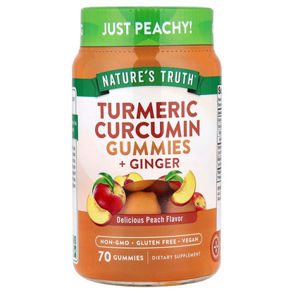 Nature's Truth Turmeric Curcumin + Ginger Gummies, Delicious Peach 70 Gummies