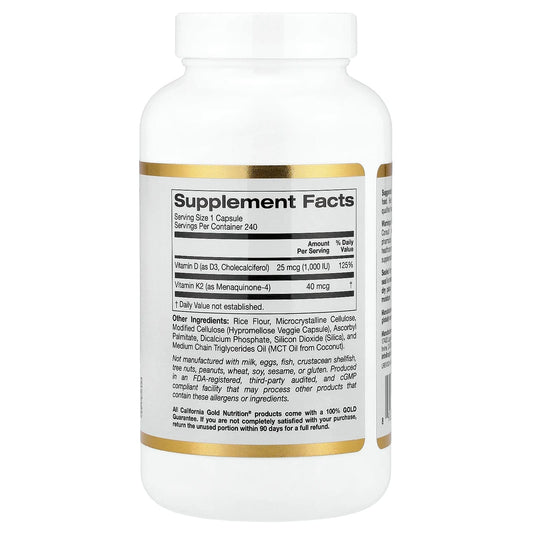 California Gold Nutrition Vitamin D3 + K2 240 Caps