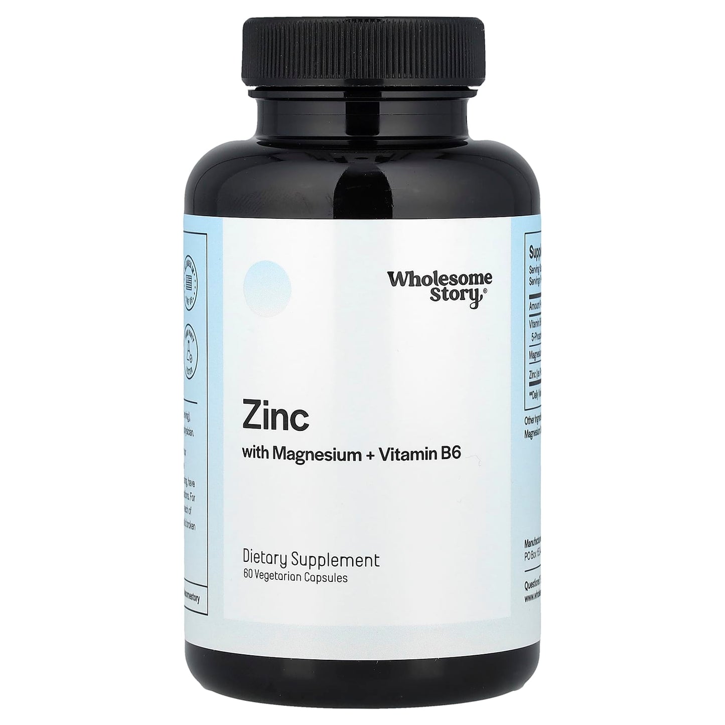 Wholesome Story, Zinc With Magnesium + Vitamin B6, 60 Vegetarian Capsules
