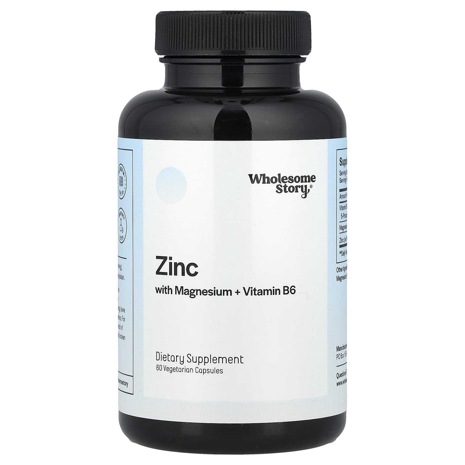 Wholesome Story, Zinc With Magnesium + Vitamin B6, 60 Vegetarian Capsules