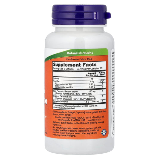 NOW Foods, Pygeum & Saw Palmetto, 60 Softgels