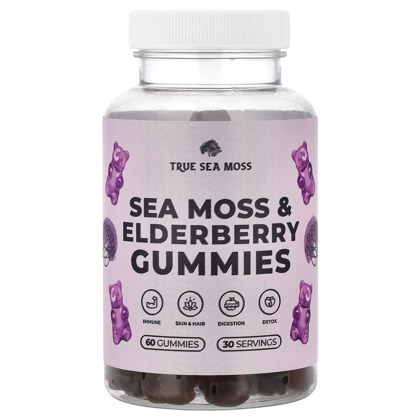 True Sea Moss, Sea Moss & Elderberry Gummies, 60 Gummies