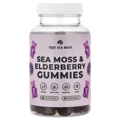 True Sea Moss, Sea Moss & Elderberry Gummies, 60 Gummies