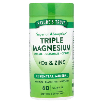 Nature's Truth Triple Magnesium + D3 & Zinc 60 Caps