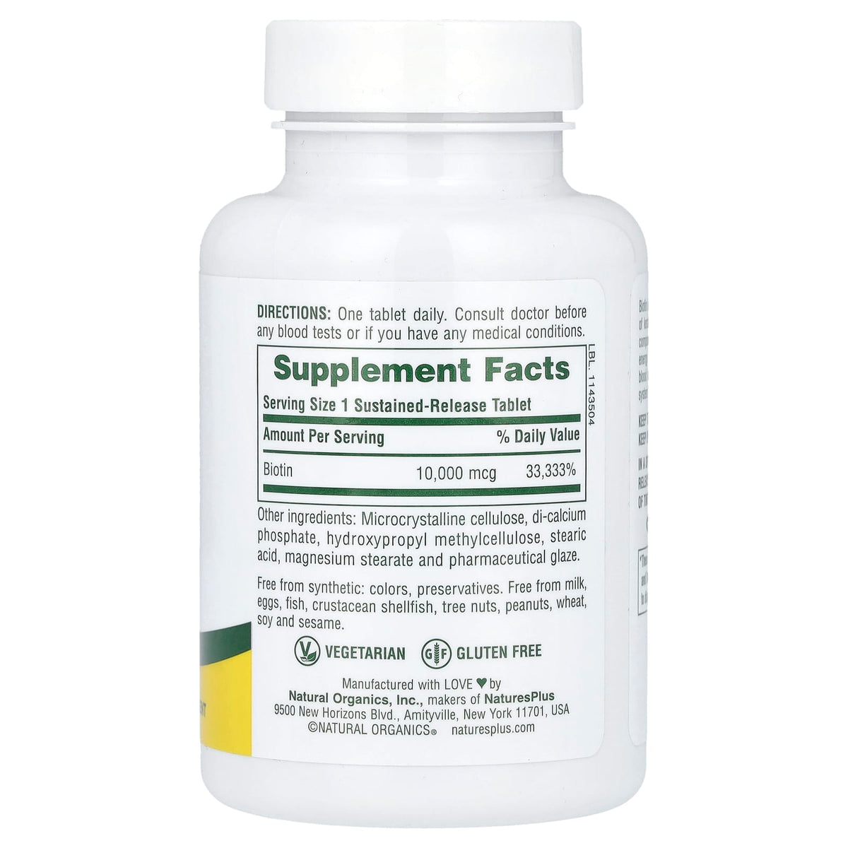 Nature's Plus, Biotin, Sustained Release, 90 Tablets