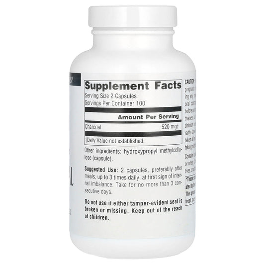 Source Naturals, 100% Pure Activated Charcoal, 260 mg, 200 Capsules