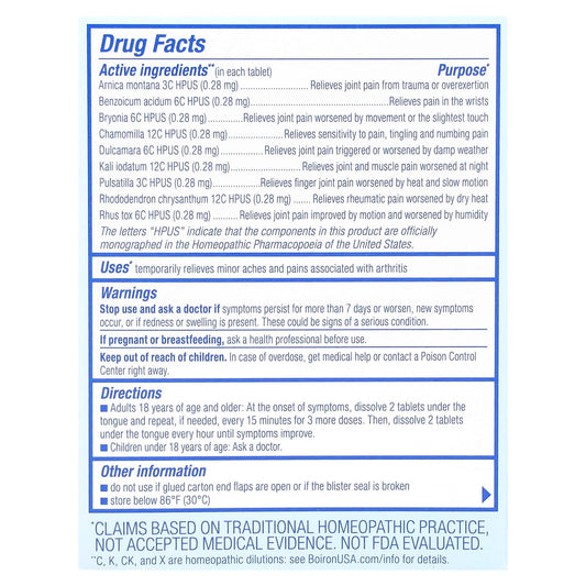 Boiron, Arnicare, Arthritis, Meltaway Tablets, Unflavoured, 60 Meltaway Tablets