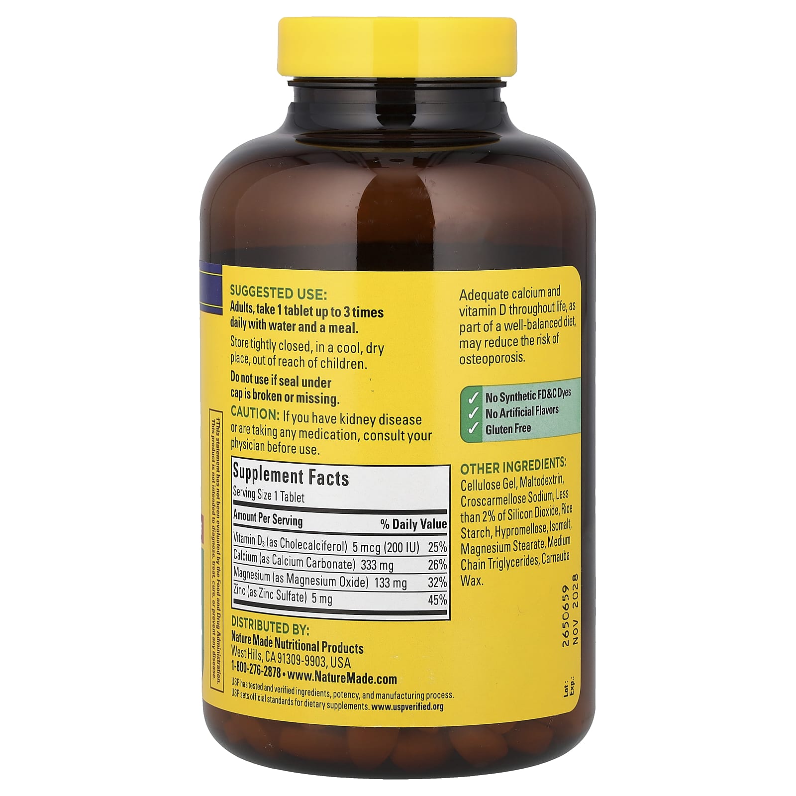 Nature Made, Calcium Magnesium Zinc with Vitamin D3, 300 Tablets