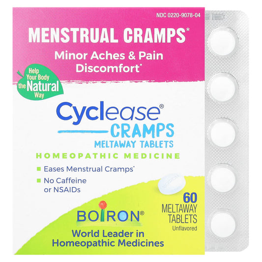 Boiron, Cyclease Cramps, Meltaway Tablets, Unflavoured, 60 Meltaway Tablets