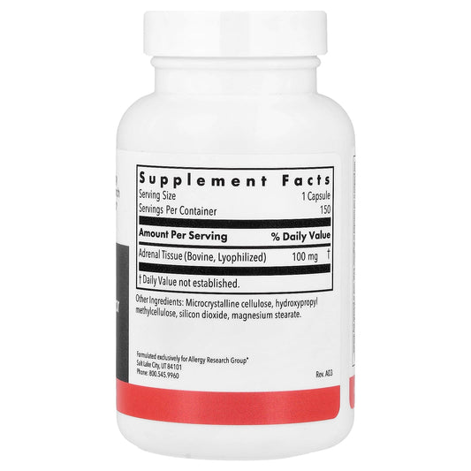Allergy Research Group, Adrenal, Natural Glandular, 150 Vegicaps