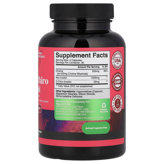 Nature's Craft, Women's Wellness, Myo & D-Chiro Inositol with Choline, 120 Capsules