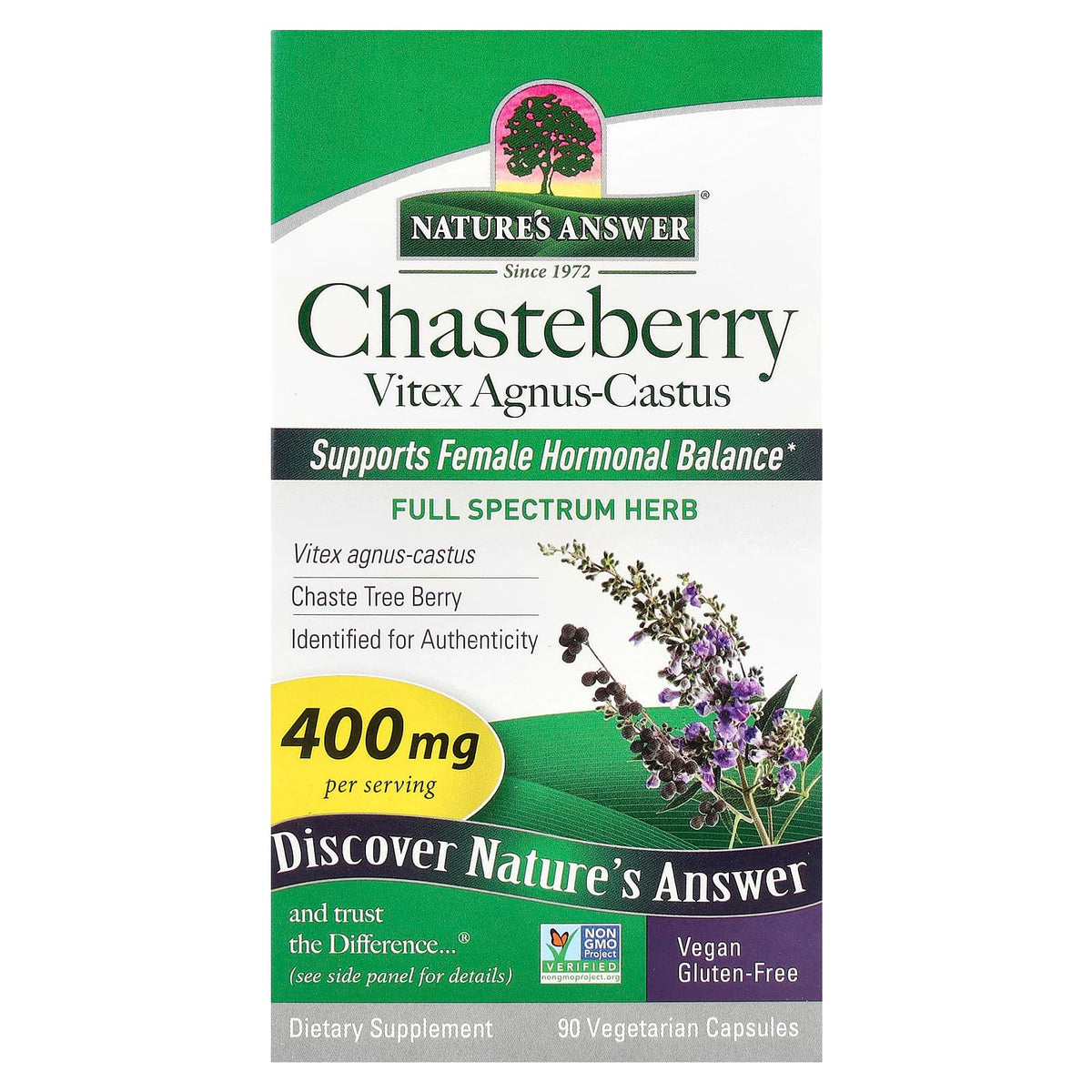 Natures answer Chasteberry, Vitex agnus castus, 400mg, 90 veg caps