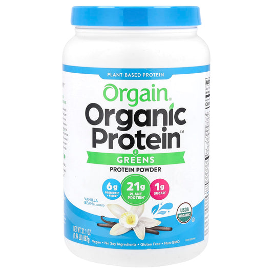 Orgain Protein + Greens Protein Powder, Plant-Based, Bean 1.94 lb (882 g)