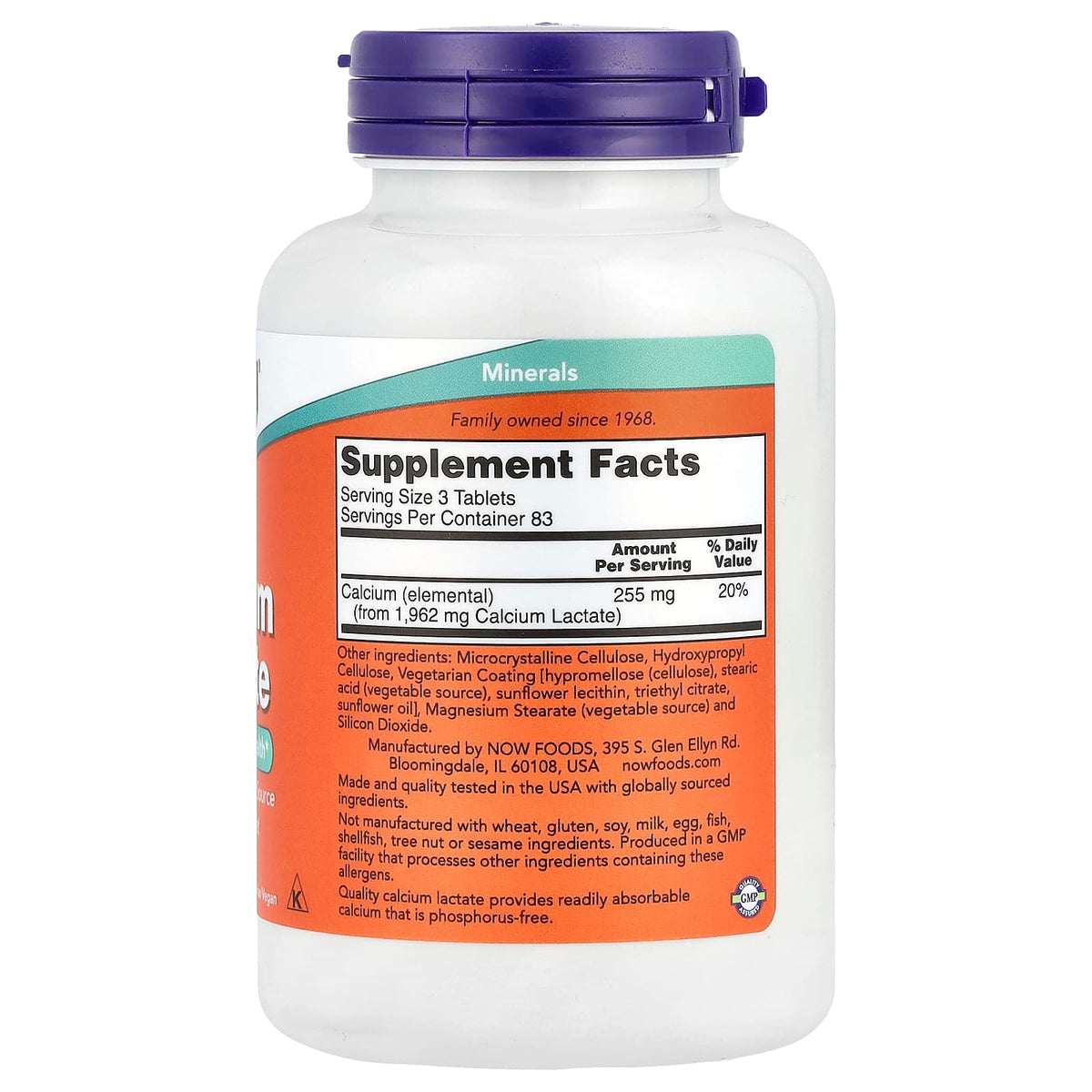 NOW Foods Calcium Lactate 85 mg 250 Tabs
