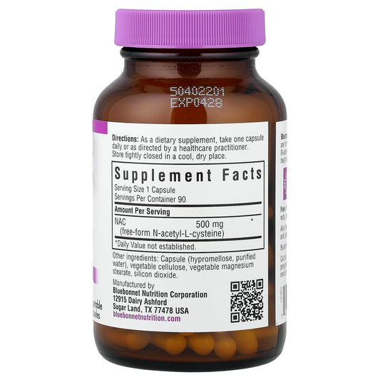 Bluebonnet Nutrition, NAC, 500 mg, 90 Vcaps