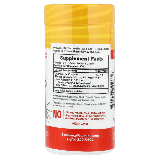 Sundance Saw Palmetto 1,200 mg 100 Quick Release Capsules