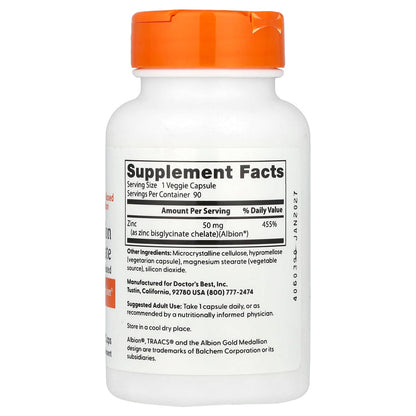 Doctor's Best Zinc Bisglycinate 50 mg 90 Caps