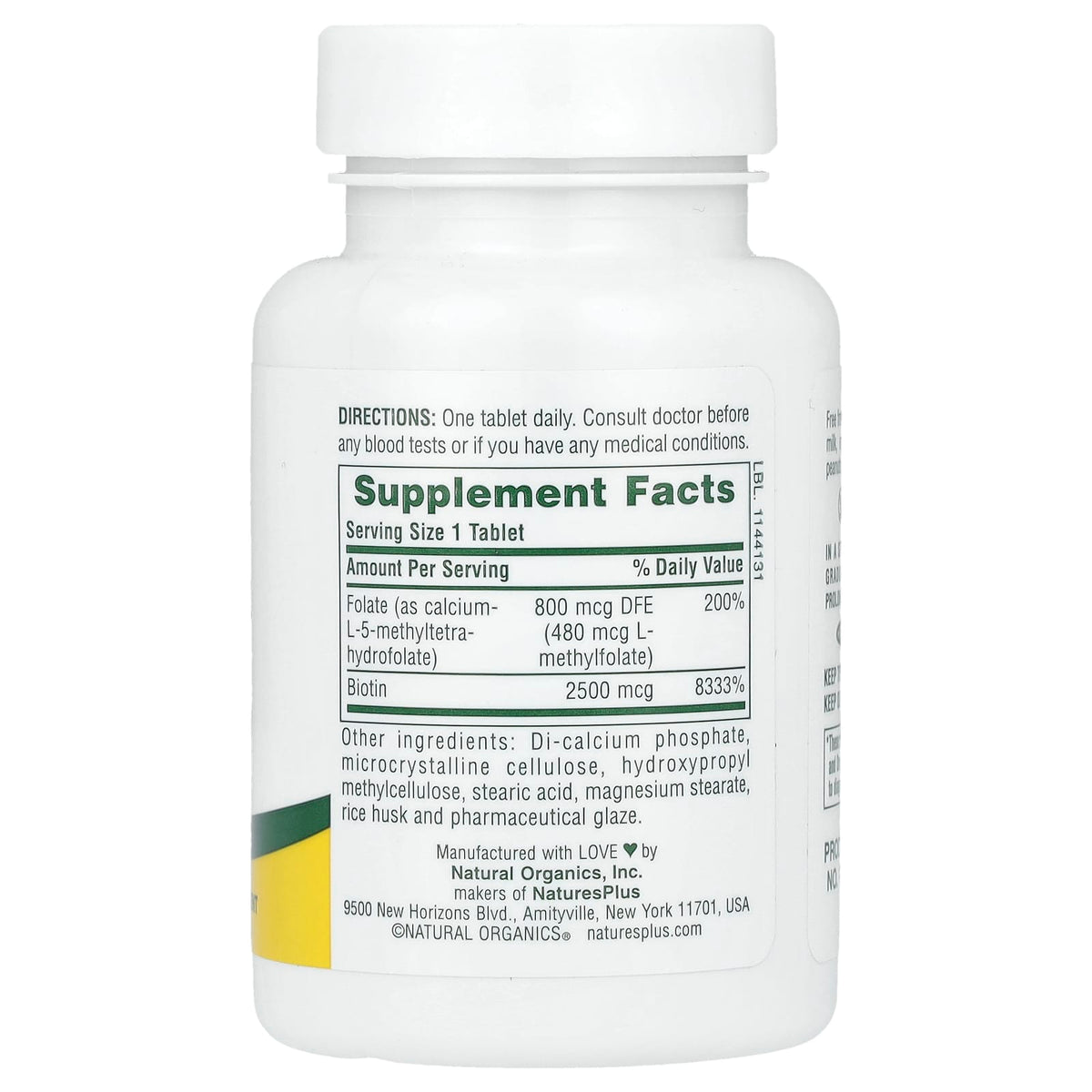 Nature's Plus, Biotin & Folate, 30 Tablets