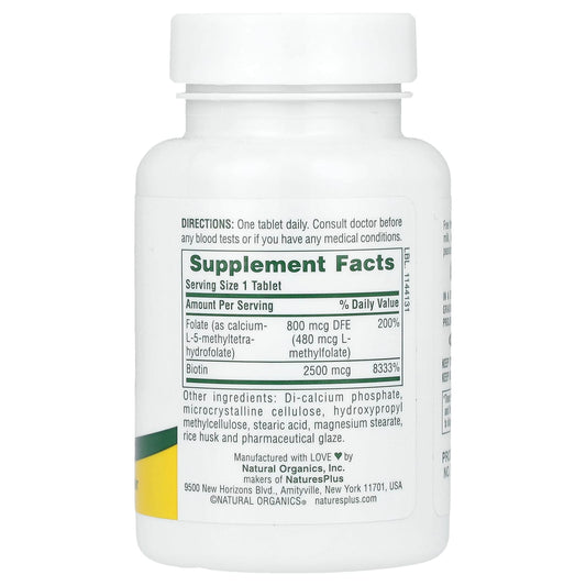 Nature's Plus, Biotin & Folate, 30 Tablets