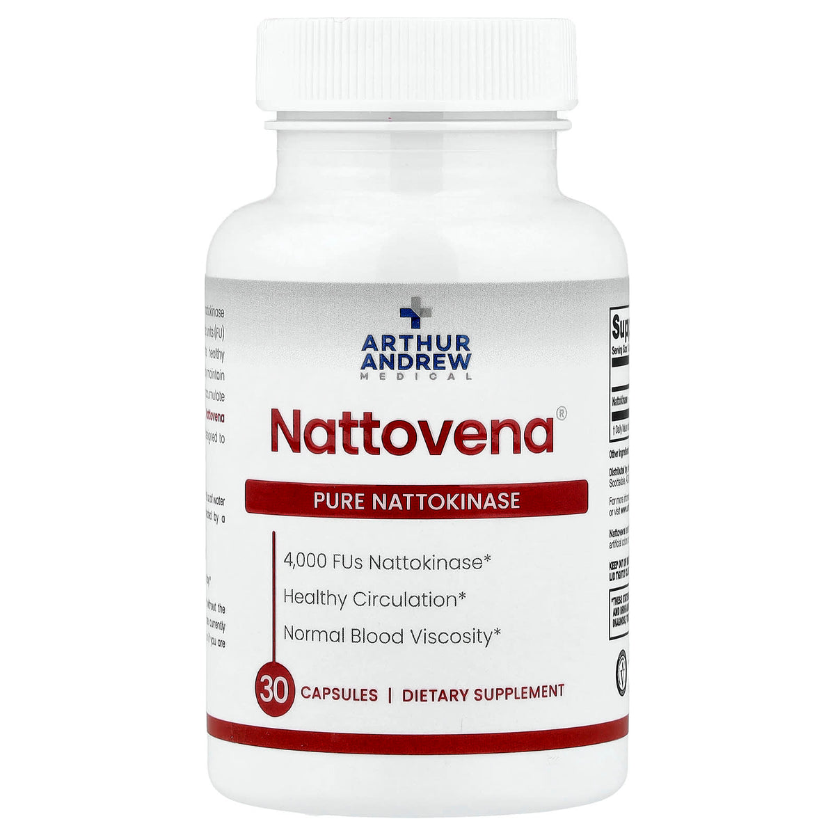 Arthur Andrew Medical Nattovena Nattokinase 4 000 FUs 30 Capsules