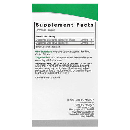 Natures answer Chasteberry, Vitex agnus castus, 400mg, 90 veg caps