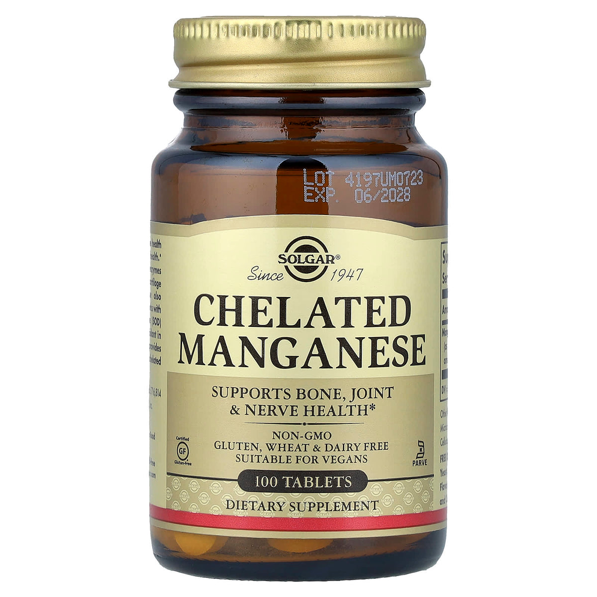 Solgar Chelated Manganese 8 mg 100 Tabs