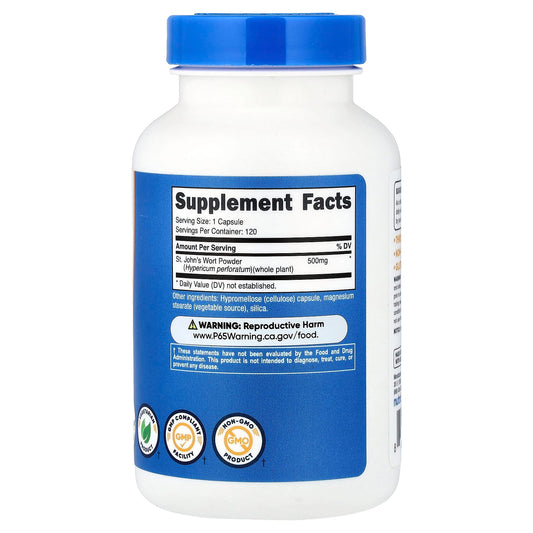 Nutricost, St John's Wort, 500 mg, 120 Capsules