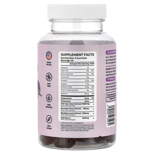 True Sea Moss, Sea Moss & Elderberry Gummies, 60 Gummies