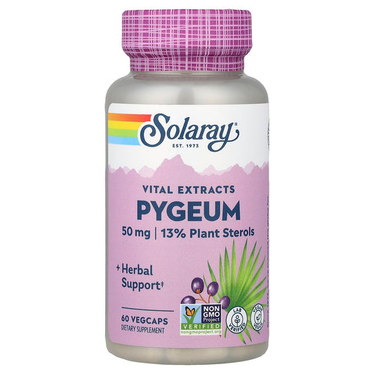 Solaray, Vital Extracts, Pygeum, 50 mg, 60 veg caps
