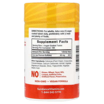 Sundance Vitamins Iron 100 Coated Tablets