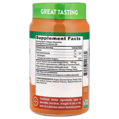 Nature's Truth Turmeric Curcumin + Ginger Gummies, Delicious Peach 70 Gummies