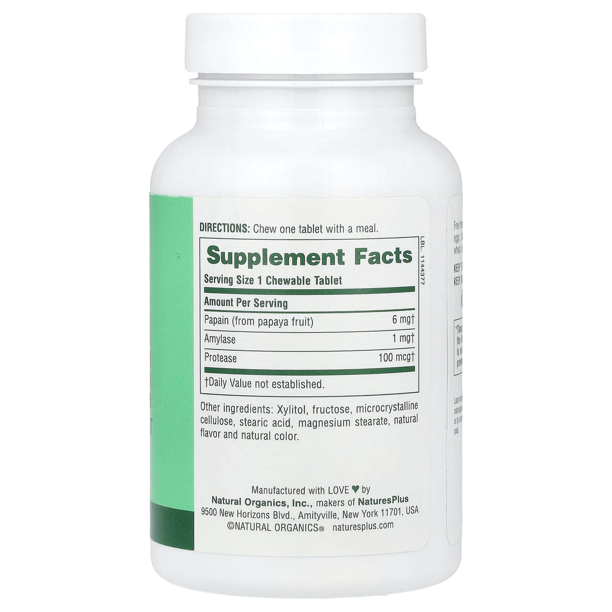 Nature's Plus, Chewable Papaya Enzyme Supplement, 360 Tablets