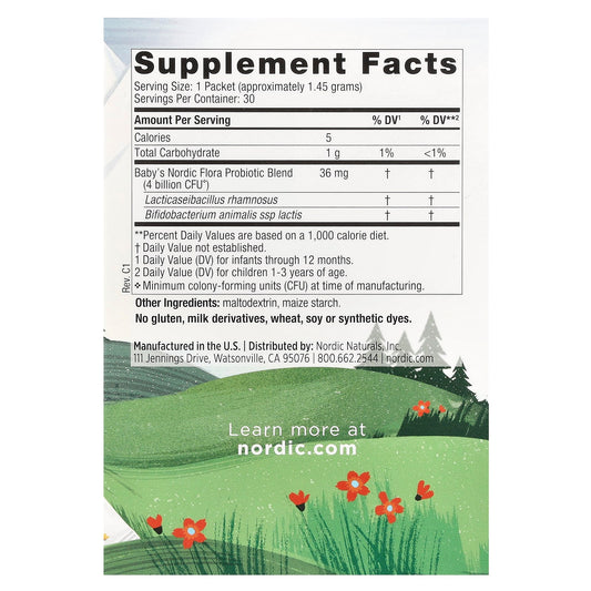 Nordic Naturals, Baby's Probiotic Powder, Ages 6 Months-3 Years, 30 Packets, 1.4 g Each